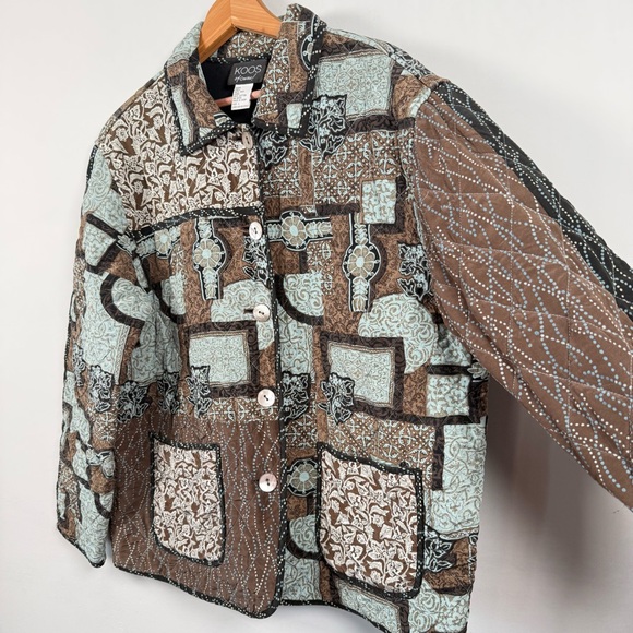 Koos Women's 100% Silk Patchwork Utility Jacket, Size L, Gorgeous! - Picture 4 of 9